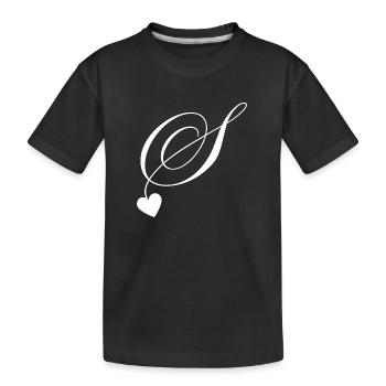 Lettre s calligraphie cœur - T-shirt bio Premium Enfant - noir - Devant