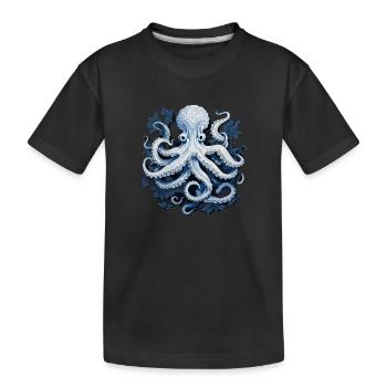 Oktopus Kraken Tintenfisch - Kinder Premium Bio T-Shirt - Schwarz - Vorne