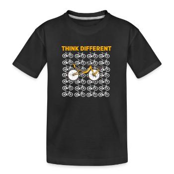 Liegerad Think Different - Kinder Premium Bio T-Shirt - Schwarz - Vorne