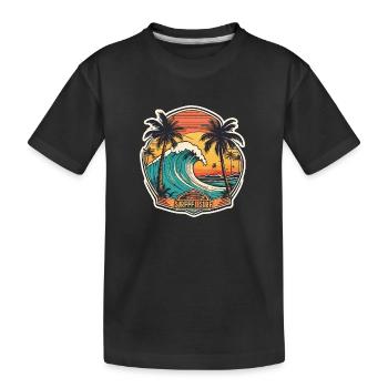 Surfing Beach Palm Tree Sunshine Holidays - Kids' Premium Organic T-Shirt - black - Front