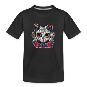 Cat Mexico - Dia de los Muertos - Kids' Premium Organic T-Shirt - black - Front