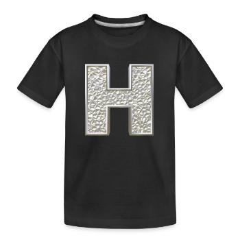 H, letter, letter H, initial, initial H, monogram, - Kids' Premium Organic T-Shirt - black - Front
