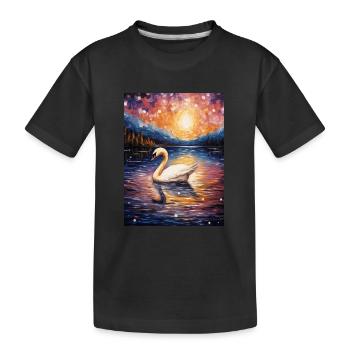 Cygne, Van Gogh, Nuit Étoilée, Animal, Oiseau - T-shirt bio Premium Enfant - noir - Devant