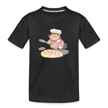 Cheerful Hedgehog Baker: Heartfelt Delights - Kids' Premium Organic T-Shirt - black - Front