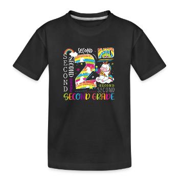 2. Klasse Einhorn - Kinder Premium Bio T-Shirt - Schwarz - Vorne