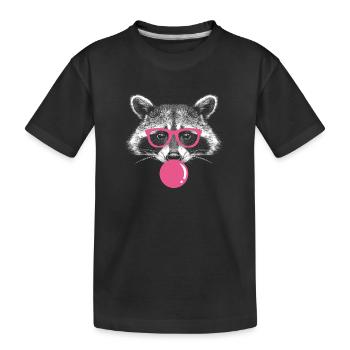 Waschbär bläst Kaugummi - Süßer Kaugummi Waschbär - Kinder Premium Bio T-Shirt - Schwarz - Vorne