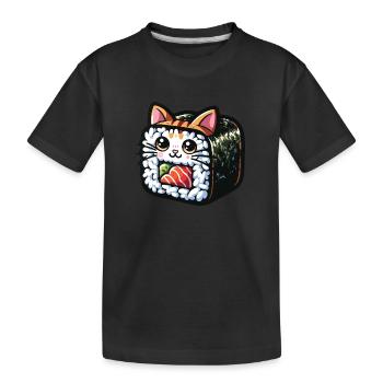 Sushi Katze - Kinder Premium Bio T-Shirt - Schwarz - Vorne