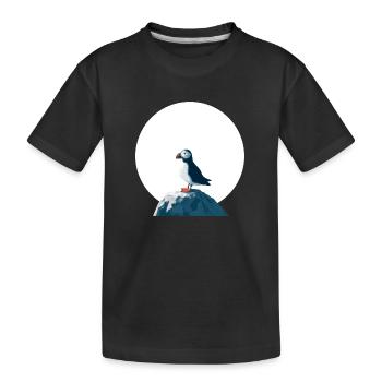 Papageitaucher auf Felsen - Kinder Premium Bio T-Shirt - Schwarz - Vorne