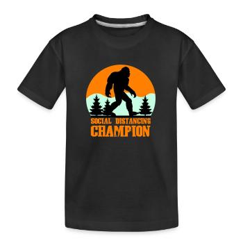 big foot social distancing - Kids' Premium Organic T-Shirt - black - Front