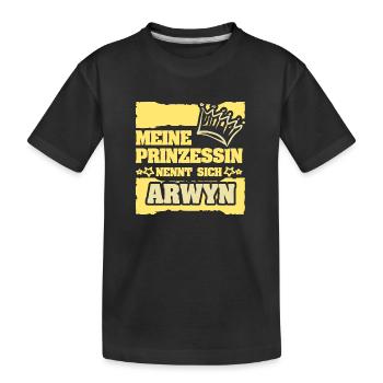 Girl's name Arwyn - Kids' Premium Organic T-Shirt - black - Front