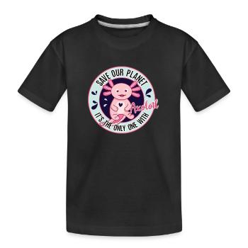 Axolotl Schwanzluch Amphibien Molche Aquarium Tier - Kinder Premium Bio T-Shirt - Schwarz - Vorne