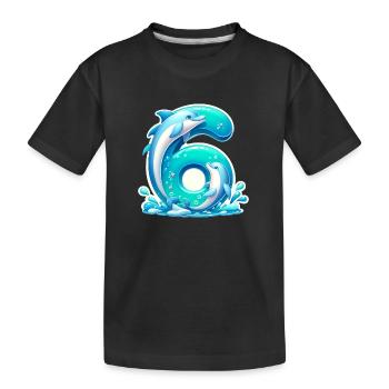Kinderdesign – Delfin und Zahlen Spaß - Kinder Premium Bio T-Shirt - Schwarz - Vorne