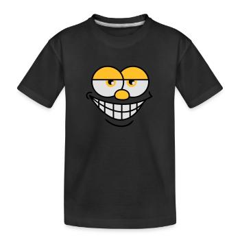 Grinning Comic Face Cool Facial Expression - Kids' Premium Organic T-Shirt - black - Front