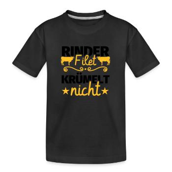 Rinderfilet krümelt nicht Fleisch Grillen Geschenk - Kinder Premium Bio T-Shirt - Schwarz - Vorne