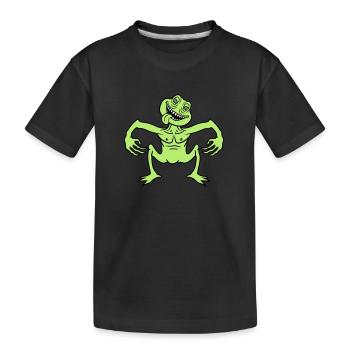 verrueckt daemon gnom klein horror halloween gesic - Kinder Premium Bio T-Shirt - Schwarz - Vorne