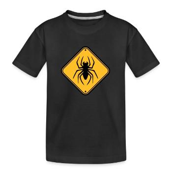 schild warnung vorsicht gefahr achtung zone spinne - Kinder Premium Bio T-Shirt - Schwarz - Vorne