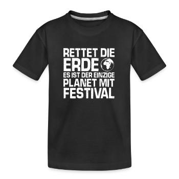 Festival -Rettet die Erde - Kinder Premium Bio T-Shirt - Schwarz - Vorne