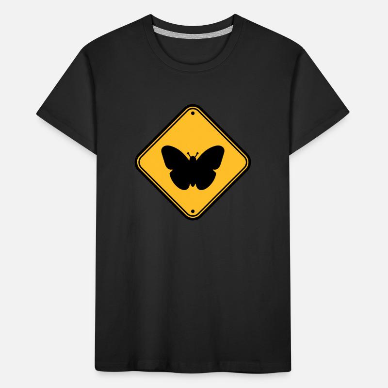 butterfly caution caution note shield zone Kids' Premium Organic T-Shirt