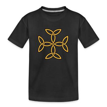 Tattoo mit endlosem Knoten und keltischem Kreuz - Kinder Premium Bio T-Shirt - Schwarz - Vorne