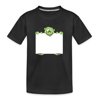 shield monster hold text box write blank fl - Kids' Premium Organic T-Shirt - black - Front