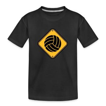 shield warning danger caution danger volleyball ro - Kids' Premium Organic T-Shirt - black - Front