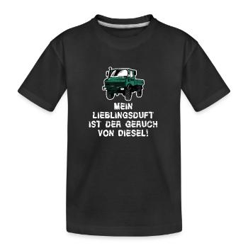 Mein Lieblingsduft ist Diesel! Unimog - Oldtimer - Kinder Premium Bio T-Shirt - Schwarz - Vorne