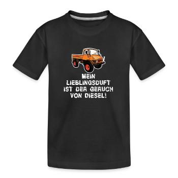 Mein Lieblingsduft ist Diesel! Unimog - Oldtimer - Kinder Premium Bio T-Shirt - Schwarz - Vorne