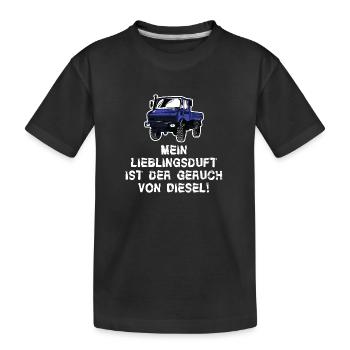 Mein Lieblingsduft ist Diesel! Unimog - Oldtimer - Kinder Premium Bio T-Shirt - Schwarz - Vorne