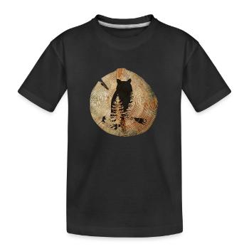 Tree Disc Owl - Kids' Premium Organic T-Shirt - black - Front