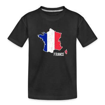 France Flag Map Outline - Kids' Premium Organic T-Shirt - black - Front