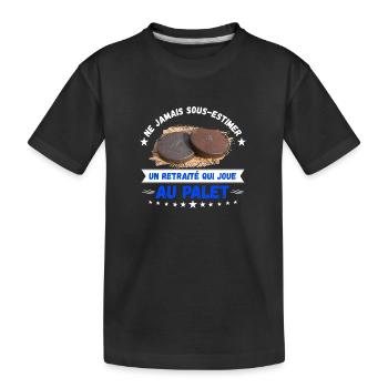 un retraité qui joue au palet - T-shirt bio Premium Enfant - noir - Devant