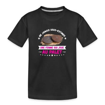 une femme qui joue au palet - T-shirt bio Premium Enfant - noir - Devant