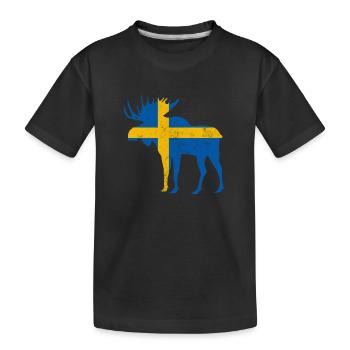 Orignal de Suède avec drapeau - T-shirt bio Premium Enfant - noir - Devant