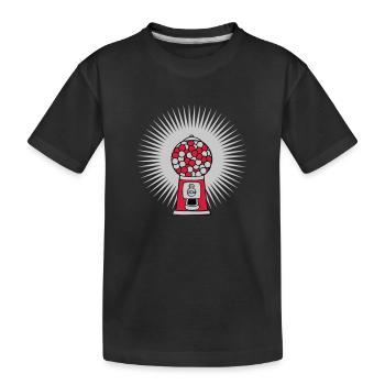 Strahlen Kaugummi Spender - Kinder Premium Bio T-Shirt - Schwarz - Vorne