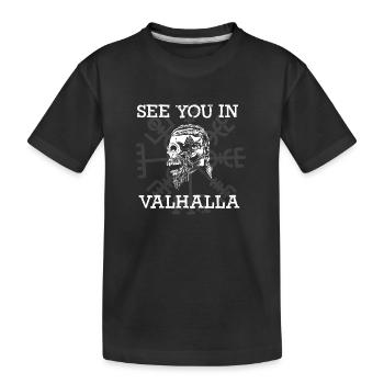 See you in Vallhalla Kompass Wikinger - Kinder Premium Bio T-Shirt - Schwarz - Vorne