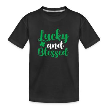 Glücklich und gesegnet - Kinder Premium Bio T-Shirt - Schwarz - Vorne