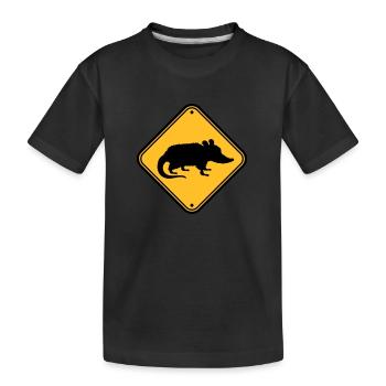 Opossum Gefahr Schild - Kinder Premium Bio T-Shirt - Schwarz - Vorne