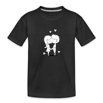 Liebespaar liebe herzen verliebt pärchen - Kinder Premium Bio T-Shirt - Schwarz - Vorne