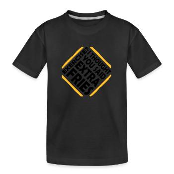 Exercise Extra Fries Quote - Kids' Premium Organic T-Shirt - black - Front