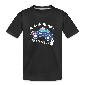 Alarm ich bin schon 8 Polizei - Kinder Premium Bio T-Shirt - Schwarz - Vorne