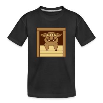 Comic drôle de cochon d’écurie - T-shirt bio Premium Enfant - noir - Devant