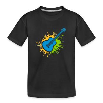 Bunte Farbkleckse Gitarrist Tropfen - Kinder Premium Bio T-Shirt - Schwarz - Vorne