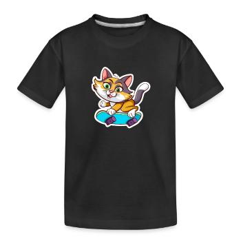 Katze am skaten - Kinder Premium Bio T-Shirt - Schwarz - Vorne