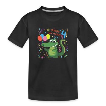 Kinder 4 Jahre Geburtstag Krokodil Happy Birthday - Kinder Premium Bio T-Shirt - Schwarz - Vorne