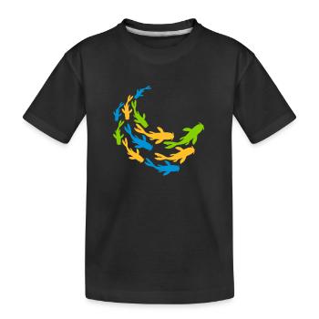 Bunter Schwarm Koi Fische - Kinder Premium Bio T-Shirt - Schwarz - Vorne