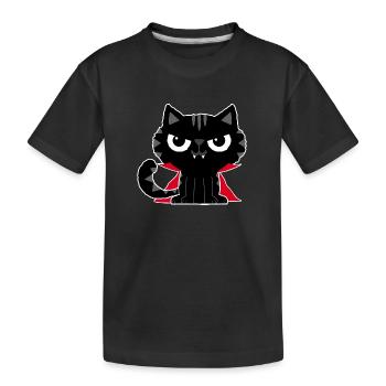 Vampire Halloween Cat Vampire Kids Dracula - Kids' Premium Organic T-Shirt - black - Front