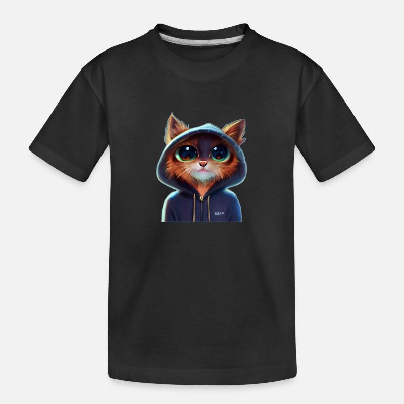 Katze mit Pullover 1 - Kinder Premium Bio T-Shirt - Schwarz