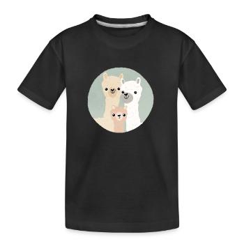 Alpaca Family - Kids' Premium Organic T-Shirt - black - Front