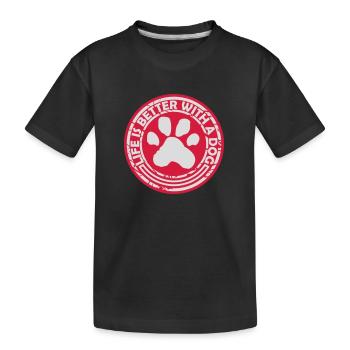better with a dog - Kids' Premium Organic T-Shirt - black - Front