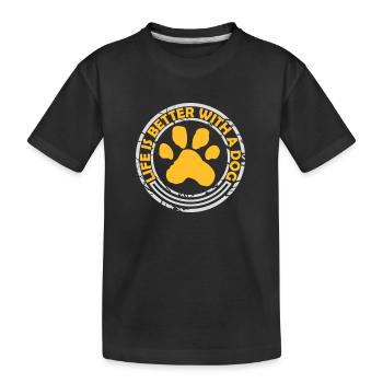 better with a dog - Kids' Premium Organic T-Shirt - black - Front